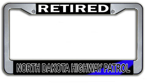 Retired North Dakota Highway Patrol  License Plate Frame Chrome or Black