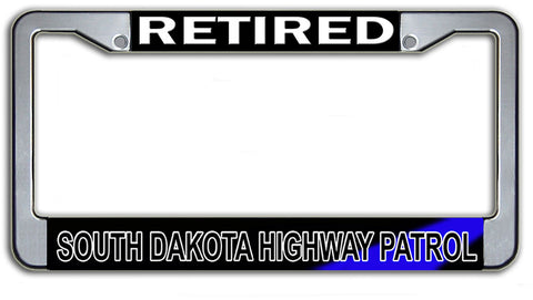 Retired South Dakota Highway Patrol  License Plate Frame Chrome or Black