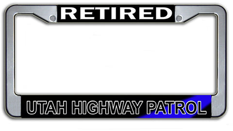 Retired Utah State Highway Patrol  License Plate Frame Chrome or Black
