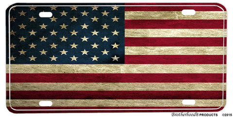 Distressed American Flag Aluminum License plate