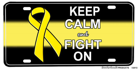 Yellow Ribbon Military Support Keep Calm & Fight On License plate