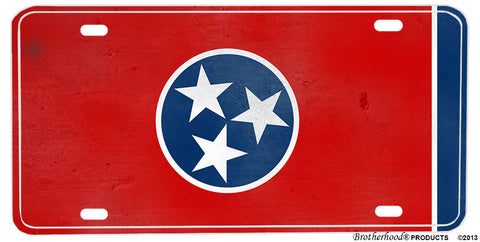 Tennessee Distressed State Flag Aluminum License plate