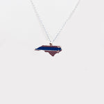Police Necklace - Sterling Silver Thin Blue Line State Of North Carolina Pendant