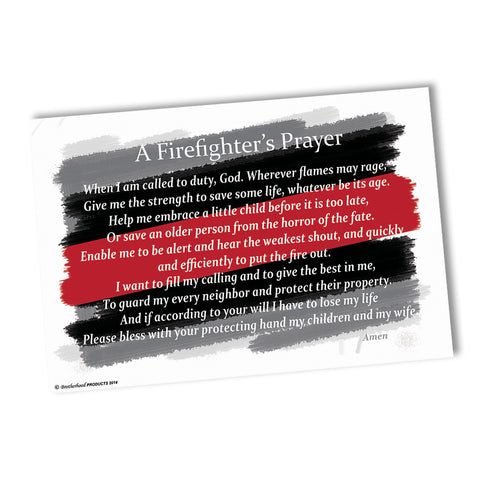 Firefighter's Prayer Thin Red Line Fireman Poster 24x36 or 11x17