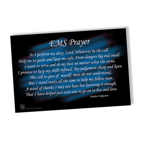 EMS Emergency Medical Services Prayer Poster 11x17 or 24x36