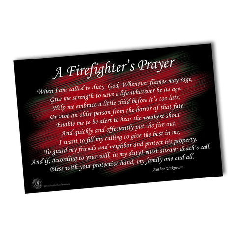 Thin Red Line Firefighter's Prayer Fireman Poster 24x36 or 11x17