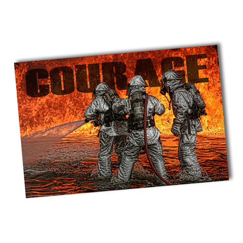 Courage Firefighters Fight A Major Fire Fireman Poster 24x36 or 11x17