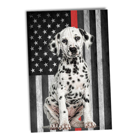 Thin Red Line Firefighter Flag Dalmatian Station Dog Poster 24x36 or 11x17