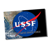 United States Air Force Space Force Emblem Over Earth in Space Poster