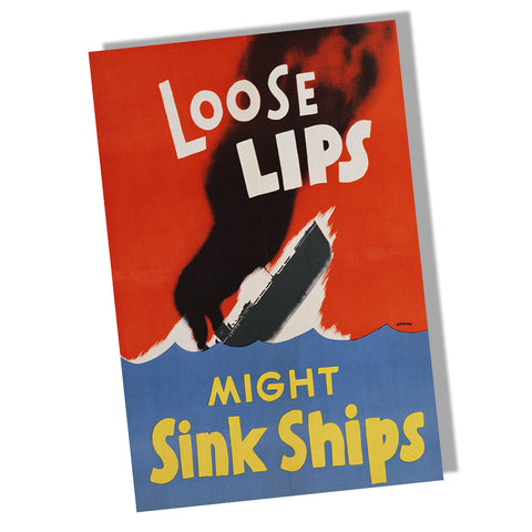 United States Navy WWII Loose Lips Might Sink Ships Poster 11x17 or 24x36