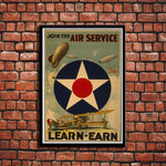 United States Air Force WWI Join the Air Service Learn To Earn Poster