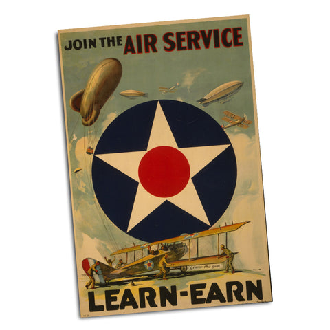 United States Air Force WWI Join the Air Service Learn To Earn Poster