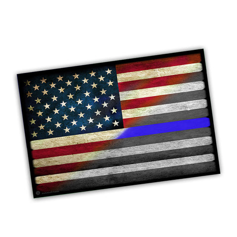 Red White Blue Line American Flag Law Enforcement Poster 24x36 or 11x17