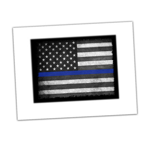 Police Print Thin Blue Line American Flag 8" x 10"