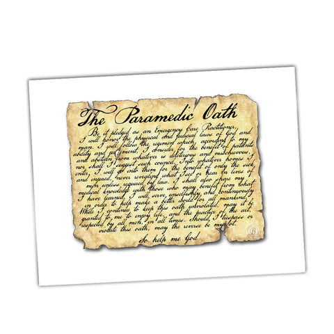 The Paramedics Oath Old Parchment Paper Design Glossy Print