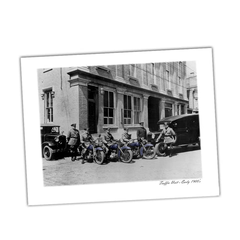Police Print of 1900's Police Traffic Unit Motorcycles and Patrol Cars