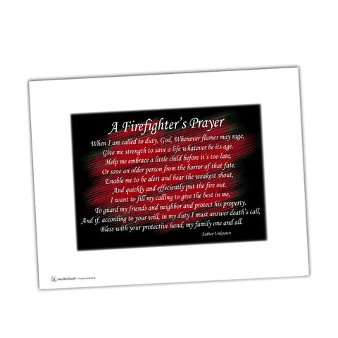 A Firefighter's Prayer Red Streak Design Glossy Print