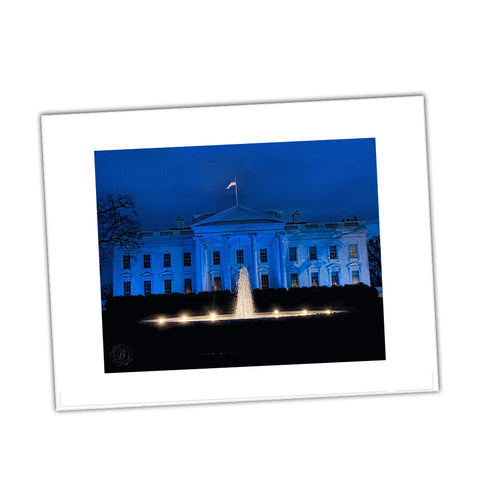 Blue Line Over The White House In Honor of All Law Enforcement Flag Glossy Print