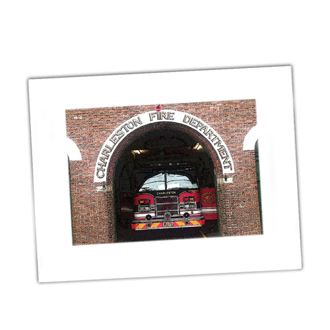 Charleston South Carolina Fire Department Front Entrance Glossy Print