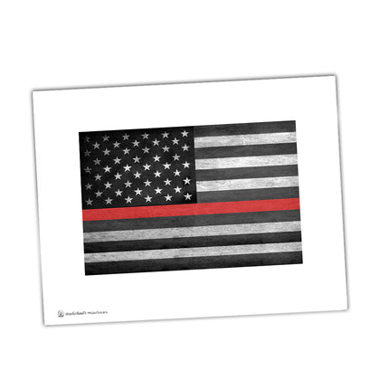 Thin Red Line American Flag Show Your Support For Firefighters Glossy Print