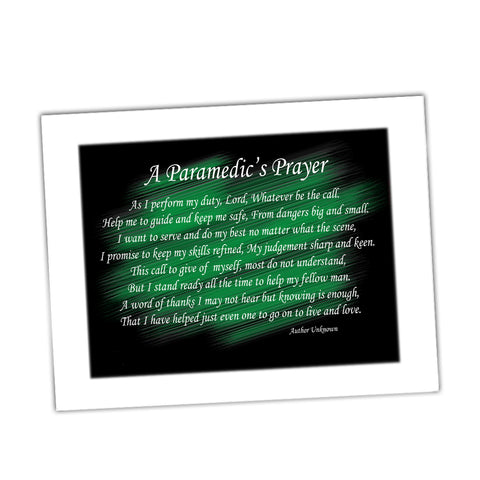 A Paramedic's Prayer Green Streak Design Glossy Print