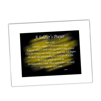 United States Army Soldiers's Prayer Gold Streak Design Glossy Print