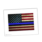 Police Print Of American Flag With Thin Blue Line 8" x 10"