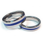 thin blue line police ring made with tungsten carbide 5 mm and 7 mm width