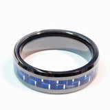 thin blue line carbon fiber ring gun metal black with sparkling carbon fiber blue line 7 mm width