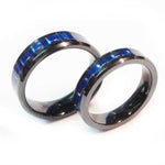 thin blue line carbon fiber ring gun metal black with sparkling carbon fiber blue line 5 mm and 7 mm width