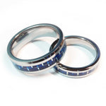 Thin Blue Line Police Ring - Silver Tungsten Carbide with Carbon Fiber Center 5 mm and 7 mm width