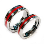 Thin Red Line Firefighter Ring - Silver Tungsten Carbide 7 mm and 5 mm width
