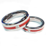 Thin Red Line Tungsten Firefighter Ring With A Stone