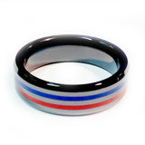 Ceramic BrotherhoodBand - Thin Red & Blue Line for Dual Professionals (Police/Fire or Fire/EMS)