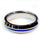 thin blue line silver tungsten police ring 5mm width