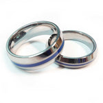 thin blue line police ring silver beveled tungsten carbide 5 mm and 7 mm width