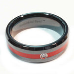 Ceramic Brotherhood Band - Thin Red Line for Firefighters Cubic Zirconia Stone