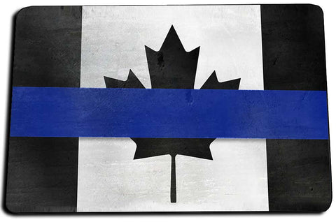 Thin Blue Line Law Enforcement Canadian Country Flag Door Mat Rug