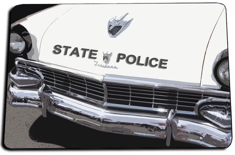 Vintage Ford State Police Fairlane Patrol Car Front End Design Door Mat Rug