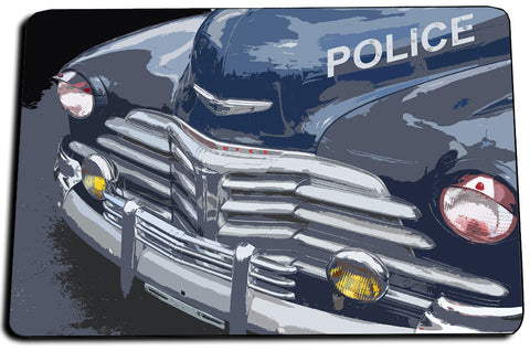 Vintage Chevrolet Police Patrol Car Front End Design Door Mat Rug