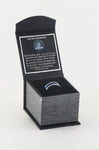 thin blue line police ring made with tungsten carbide in a beautiful ring box
