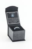 thin blue line police ring silver tungsten carbide with a cubic zirconia 5 mm and 7 mm width in beautiful ring box