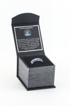 thin blue line police ring Tungsten carbide with off set blue line and cubic zirconia stone in a beautiful ring box