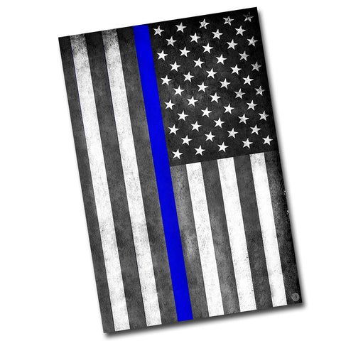 Thin Blue Line Subdued American Flag 12" x 8" Sign