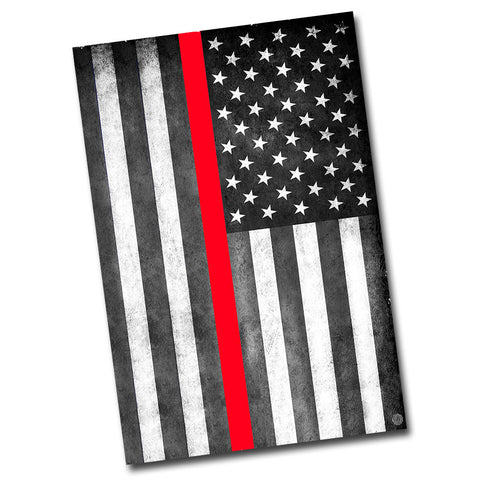 Thin Red Line Subdued American Flag 12" x 8" Sign