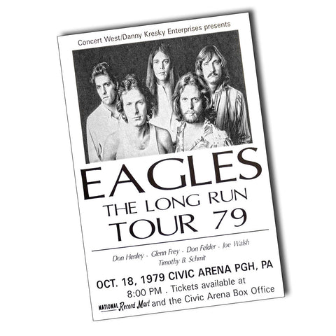 Eagles The Long Run Tour 79 Ticket 8" x 12" Sign