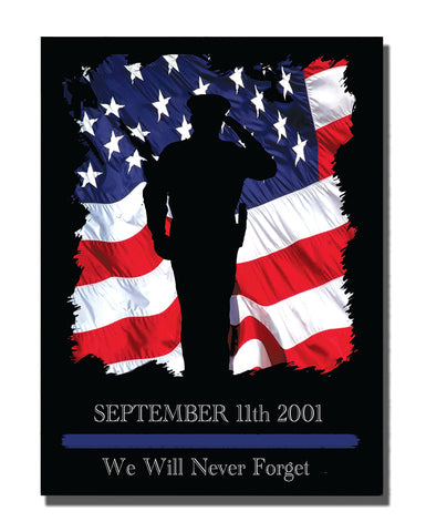 Police September 11th 2001 Never Forget Aluminum Stand Off Wall Decor