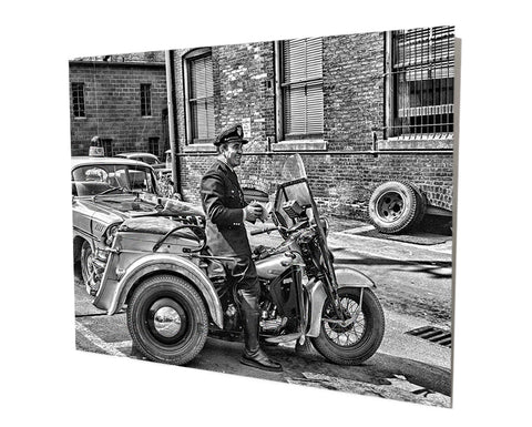 Vintage Police Motor Bike Patrol Unit Aluminum Stand Off Wall Decor