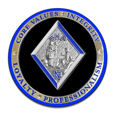North Carolina State Highway Patrol Core Values Coin 11.75 Inch Circle Aluminum Sign