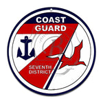 United Coast Guard Seventh District 11.75 Inch Circle Aluminum Sign